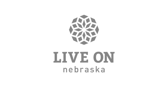 Live On Nebraska logo with custom geometric graphic above the name.