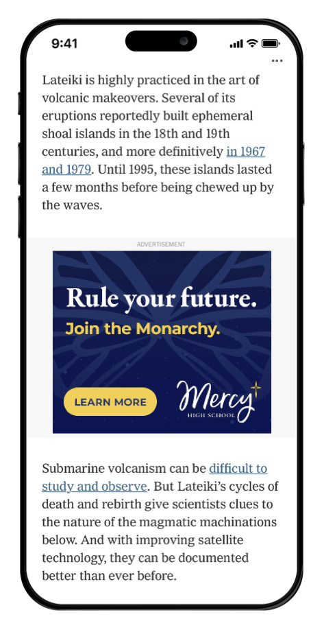 Mercy social add, "Rule your future" on smart phone
