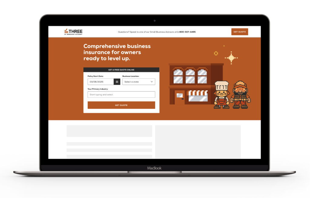 THREE Level Up landing page