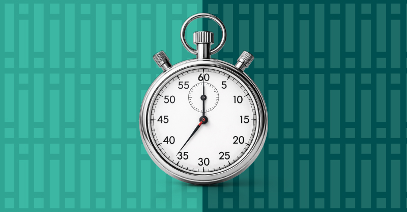 Image of a stop watch on a teal background