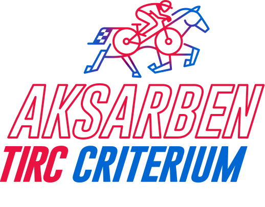 Logo with a biker riding a horse and the words Aksarben Tirc Criterium written out underneath.